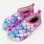 Toddler Girls Cute Colorful Fish Scale Print Breathable Casual Slip On Water Shoes, Outdoor Lightweight Quick Dry Non-Slip Beach Aqua Socks For Summer - Image 3