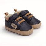 Lively & Cheerful Toddler Sneakers - Soft Sole Non-Slip Closure, Breathable Fabric Lining, All-Season Casual Shoes For Babies 0-1 Years, Beige/White/Navy Blue, Baby Shoes, Infant Footwear, Modern Toddler Footwear, Durable Rubber Sole - Image 9