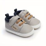 Lively & Cheerful Toddler Sneakers - Soft Sole Non-Slip Closure, Breathable Fabric Lining, All-Season Casual Shoes For Babies 0-1 Years, Beige/White/Navy Blue, Baby Shoes, Infant Footwear, Modern Toddler Footwear, Durable Rubber Sole - Image 7