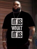 Men'S "It Is What It Is" Graphic T-Shirt - Casual Black Polyester Tee With Bold White Lettering, Comfortable Round Neck, Machine Washable, Plus Size - Image 11