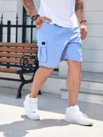 Plus Size Mens Casual Solid Cargo Shorts, Drawstring Classic Short Pants With Pockets - Image 8