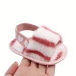 Fashion Tie Dye Plush Slide Sandals, Toddlers Crib Shoes (Texture Path Size And Color Random For Shoe Surface Stripes) - Image 4