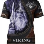 Men'S Vintage Pirate & Viking Print Tee - Comfortable Plus Size, Short Sleeve Crew Neck T-Shirt For Summer Outdoor Wear, Plus Size