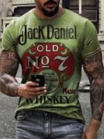 Men'S Short Sleeve T-Shirt Comfortable Casual Pullover With Letter Print, Plus Size