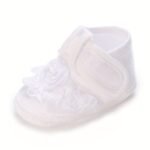 Springtime Charm, Adorable Floral Embroidered Baby Girl Footwear - Non-Slip Baptism & First Steps, Perfect For Spring/Fall - Image 10