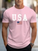Mbdmbd Men'S Usa Flag T-Shirt With Usa Map & U.S. Lettering - Heavyweight Casual Short Sleeve Round Neck Tee, White & Black American Patriotic Design, Breathable Summer Shirt For 4Th Of July, Independence Day & Casual Attire (Machine, Mens T Shirts For Men, Christmas T Shirt, T Shirt Men, Mens Tshirt, Tshirt For Men, Summer Shirts For Men - Image 6