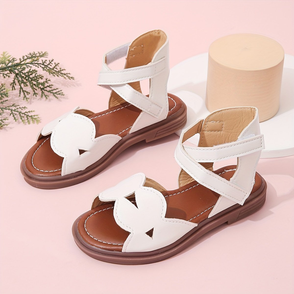 product-Fancyalgo-VirtualModelMatting-12e4d24369b39595d5d612807e4dd633.jpg Trendy Cute Solid Color Open Toe Sandals For Girls, Breathable Lightweight Non-Slip Sandals For Summer - Image 1