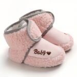 Cozy Beige Baby Ankle Boots With Heart Design - Soft, Warm, And Comfortable Winter Shoes For Infants, Round Toe, Closure, And Plush Lining, Baby Winter Boots - Image 2