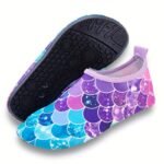 Toddler Girls Cute Colorful Fish Scale Print Breathable Casual Slip On Water Shoes, Outdoor Lightweight Quick Dry Non-Slip Beach Aqua Socks For Summer - Image 10