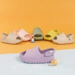 Toddler Baby Girls Open-Toed Sandals, Solid Color Soft-Soled Non-Slip Slides - Image 2