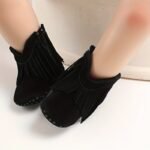 Toddler Ankle High Zippered Boots With Tassels, Geometric Pattern, Soft Fabric Upper/Insole/Sole, Round Toe, Platform Heel, Fashionable Walking Shoes For Baby Girls 0-1 Years, Spring/Fall Collection - Image 12