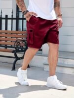 Plus Size Mens Casual Solid Cargo Shorts, Drawstring Classic Short Pants With Pockets - Image 3