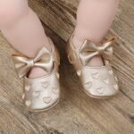 Magic Prewalker Baby Girls' First Walkers Shoes - Cute Ballet Princess Design With Heart Embroidery & Bow Decor, Non-Slip Closure, Breathable, Soft Fabric Lining For Spring & Autumn (White/Black/Red/Pink) - Image 6