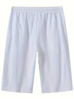 Chic Design Men'S Solid Knee Long Shorts With Drawstring And Pockets, Casual And Trendy Comfy Shorts For Summer Daily And Beach Leisurewear - Image 8