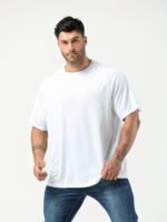 Plus Size Men'S Moisture-Wicking Quick-Dry Breathable Athletic T-Shirt - Regular Fit Casual Workout Tee For Running Gym Training, Polyester, Spring Summer Fall, Sports Activewear | Plain Sportswear | Polyester Fabric, Plus Size - Image 8