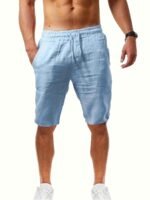 Chic Design Men'S Solid Knee Long Shorts With Drawstring And Pockets, Casual And Trendy Comfy Shorts For Summer Daily And Beach Leisurewear - Image 2
