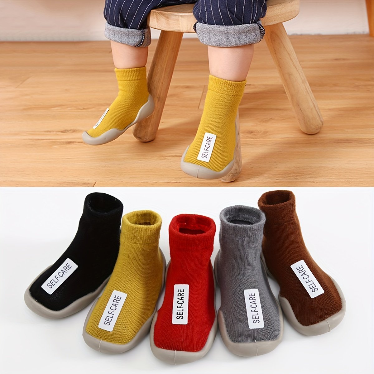 product-Fancyalgo-VirtualModelMatting-3fa459bc955016de65bd93b2eb0b7831.jpg Learning Shoes Unisex Soft Sole Letter Floor Socks 'S Home Slippers - Image 1