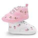 Cute Embroidered Flower Soft Bottom Shoes For Baby Girls, Lightweight Comfortable Walking Shoes For All Seasons - Image 2