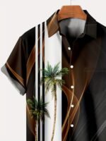 Hawaiian Men'S Vacation Gradient Coconut Tree Button Pocket Shirt 0230, Plus Size - Image 4