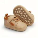 Lively & Cheerful Toddler Sneakers - Soft Sole Non-Slip Closure, Breathable Fabric Lining, All-Season Casual Shoes For Babies 0-1 Years, Beige/White/Navy Blue, Baby Shoes, Infant Footwear, Modern Toddler Footwear, Durable Rubber Sole - Image 8