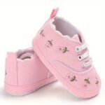 Cute Embroidered Flower Soft Bottom Shoes For Baby Girls, Lightweight Comfortable Walking Shoes For All Seasons - Image 3