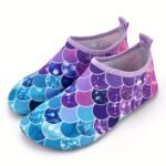 Toddler Girls Cute Colorful Fish Scale Print Breathable Casual Slip On Water Shoes, Outdoor Lightweight Quick Dry Non-Slip Beach Aqua Socks For Summer - Image 11