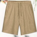 Men'S Plus Size Knit Shorts - Elastic Drawstring Waist Casual Summer Shorts, Breathable Lightweight Fabric, Solid Color Versatile For Casual Attire, Plus Size
