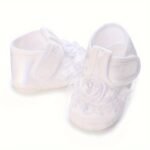 Springtime Charm, Adorable Floral Embroidered Baby Girl Footwear - Non-Slip Baptism & First Steps, Perfect For Spring/Fall - Image 9