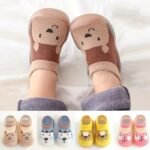 Adorable Lion Design Baby & Toddler Slip-On Sock Shoes - Non-Slip Rubber Sole, Breathable Fabric, Light Blue With Brown & White Accents, Perfect For Indoor Play, All Seasons, Baby Shoes - Image 2