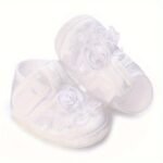 Springtime Charm, Adorable Floral Embroidered Baby Girl Footwear - Non-Slip Baptism & First Steps, Perfect For Spring/Fall - Image 8