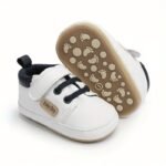 Lively & Cheerful Toddler Sneakers - Soft Sole Non-Slip Closure, Breathable Fabric Lining, All-Season Casual Shoes For Babies 0-1 Years, Beige/White/Navy Blue, Baby Shoes, Infant Footwear, Modern Toddler Footwear, Durable Rubber Sole - Image 10