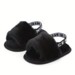 Cute Slip On Open Toe Furry House Shoes For Baby Girls, Comfortable Lightweight Walking Shoes For Indoor Home, All Seasons - Image 11