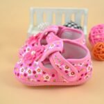0-1 Year Old Baby Soft Sole Shoes - Pink Floral Design With Sequin Flowers, Lightweight Fabric, Easy Closure, All-Season Comfort For Little Feet, Spring & Fall Footwear | Floral Baby Shoes | Adjustable Strap Shoes - Image 4