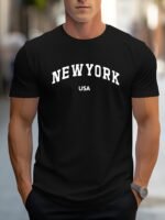 Men'S Stylish Casual Short-Sleeve T-Shirt With A New York Usa Graphic Print, Comfortable And Versatile. - Image 8