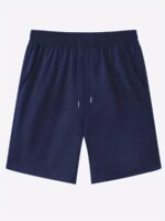 Men'S Plus Size Knit Shorts - Elastic Drawstring Waist Casual Summer Shorts, Breathable Lightweight Fabric, Solid Color Versatile For Casual Attire, Plus Size - Image 3