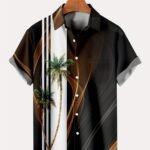 Hawaiian Men'S Vacation Gradient Coconut Tree Button Pocket Shirt 0230, Plus Size