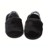Cute Slip On Open Toe Furry House Shoes For Baby Girls, Comfortable Lightweight Walking Shoes For Indoor Home, All Seasons - Image 3