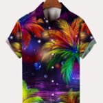 Plus Size Men'S Dream Scene Coastal Shining Graphic Print Shirt For Summer