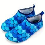 Toddler Girls Cute Colorful Fish Scale Print Breathable Casual Slip On Water Shoes, Outdoor Lightweight Quick Dry Non-Slip Beach Aqua Socks For Summer - Image 5