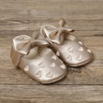 Magic Prewalker Baby Girls' First Walkers Shoes - Cute Ballet Princess Design With Heart Embroidery & Bow Decor, Non-Slip Closure, Breathable, Soft Fabric Lining For Spring & Autumn (White/Black/Red/Pink) - Image 4