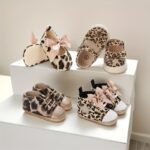 Casual Leopard Comfortable Sneakers For Baby Girls, Lightweight Non Slip Shoes For Indoor Outdoor Walking - Spring Fall