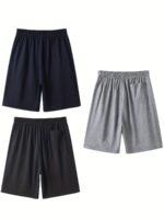 Men'S Plus Size Navy Blue Shorts - Breathable, Loose Fit, Five-Pocket, Casual & Sporty Style, Regular Fit, Casual Wear|Casual Style|Stretchable Fabric - Image 8