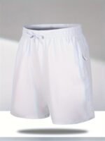 Men'S Breathable Solid Quick Dry Shorts With Side Pockets, Summer Drawstring Elastic Waist Loose Fit Shorts For Running, Fitness, Training - Image 5
