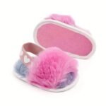 Fashion Tie Dye Plush Slide Sandals, Toddlers Crib Shoes (Texture Path Size And Color Random For Shoe Surface Stripes) - Image 9