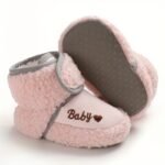 Cozy Beige Baby Ankle Boots With Heart Design - Soft, Warm, And Comfortable Winter Shoes For Infants, Round Toe, Closure, And Plush Lining, Baby Winter Boots - Image 4