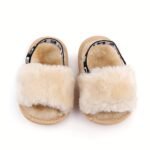 Cute Slip On Open Toe Furry House Shoes For Baby Girls, Comfortable Lightweight Walking Shoes For Indoor Home, All Seasons - Image 5