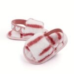 Fashion Tie Dye Plush Slide Sandals, Toddlers Crib Shoes (Texture Path Size And Color Random For Shoe Surface Stripes) - Image 7