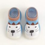 Adorable Lion Design Baby & Toddler Slip-On Sock Shoes - Non-Slip Rubber Sole, Breathable Fabric, Light Blue With Brown & White Accents, Perfect For Indoor Play, All Seasons, Baby Shoes - Image 8