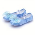 Girls' Princess Dance Shoes, Ballet Style With Floral Pattern And Bow Embellishment, Lightweight Fabric Upper & Insole, Fabric Sole, Plain Toe, All-Season Fall, Suitable For Ages 14 And Under - Image 6