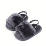 Cute Slip On Open Toe Furry House Shoes For Baby Girls, Comfortable Lightweight Walking Shoes For Indoor Home, All Seasons - Image 12